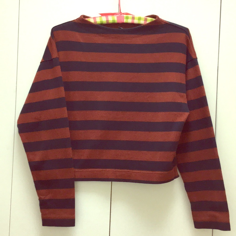 Uniqlo Striped Mock Neck Tee
